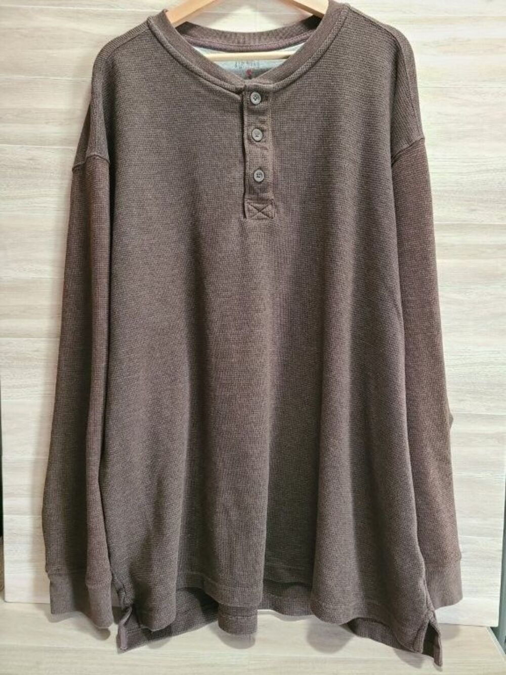 RedHead Waffle Knit Henley Shirt 3XL Brown Long Sleeve Thermal Outdoor